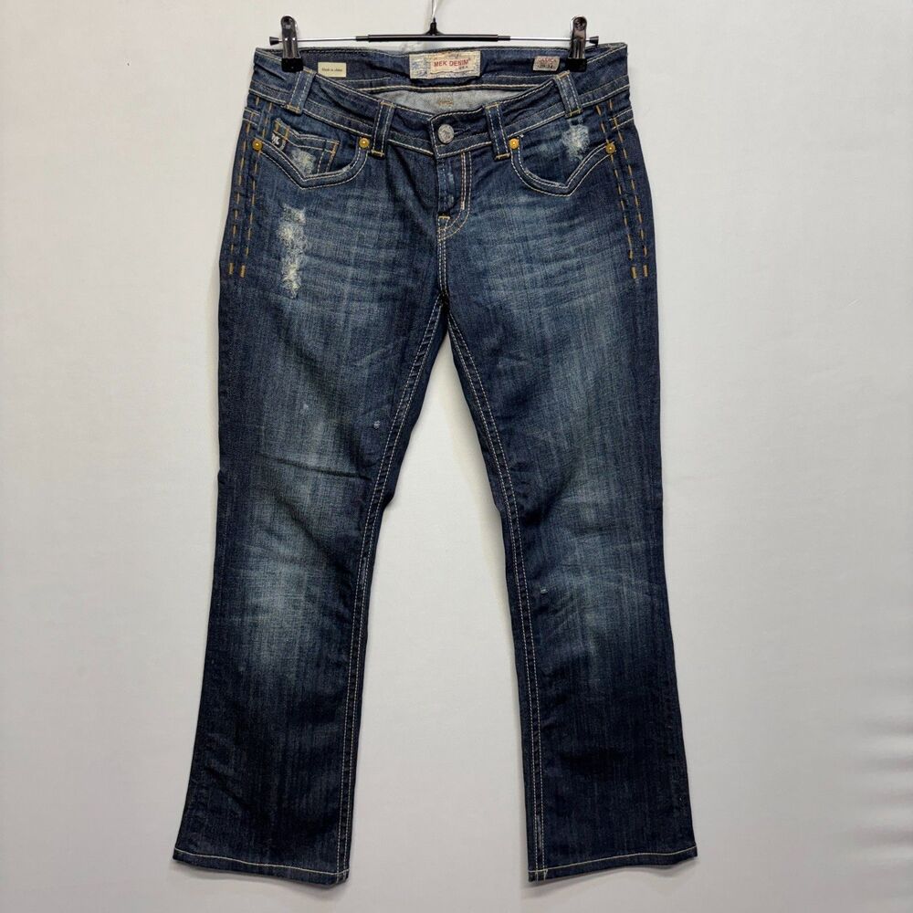 Mek Denim Men Oaxaca Boot Cut Jeans Size 29x30 Hemmed Blue Denim D098 -5